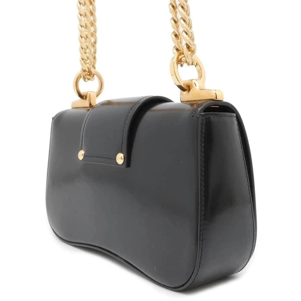Prada Chain Black Logo Shoulder Leather Bag